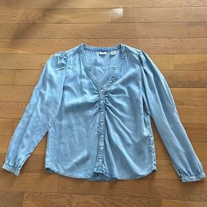 Levi's Women's Light Blue V-Neck Blouse